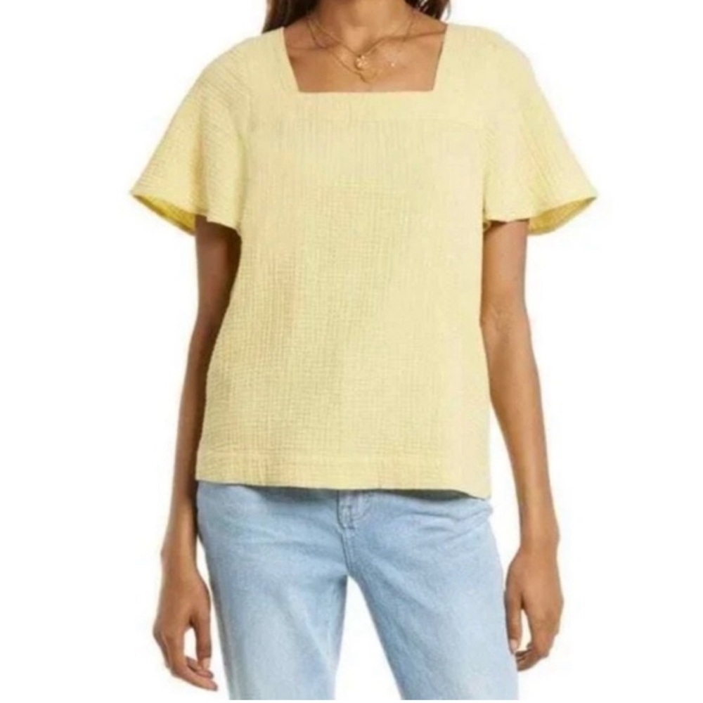 Madewell Lightspun Harlow Square-Neck Top Yellow XXS